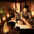body massage therapist man is putting massage bed with woman room with candle it scaled e1749029340133